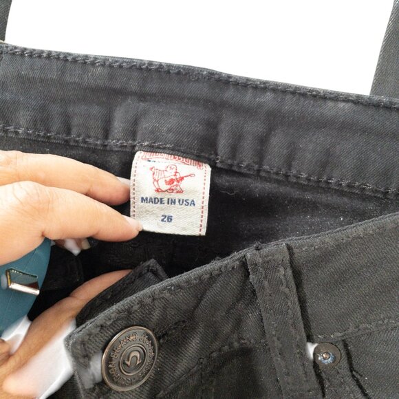 True Religion Stella Black Sparkle Low Rise Skinny Waist W 26 L 32 Western Goth - Picture 8 of 11